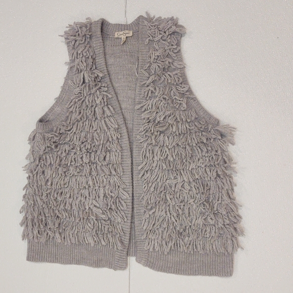 Jessica Simpson Gray Fringe Vest - Picture 1 of 4
